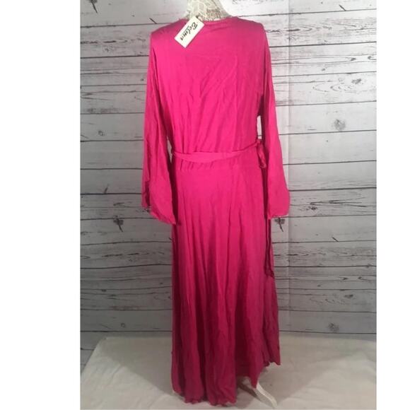NWT Belma Vintage pink wrap long sleeved maxi dress one size plus - Picture 3 of 13